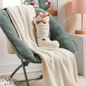New Polar Bear Stocking and Cream Kids' Throw Blanket Gift Set Pillow fort